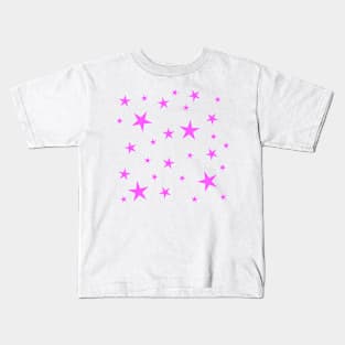 Bright Pink Stars Pattern Kids T-Shirt